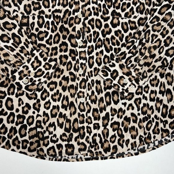Chicos Petites Button Down Blouse Size 2P / PL Modal Blend Leopard Animal Print - Picture 6 of 11